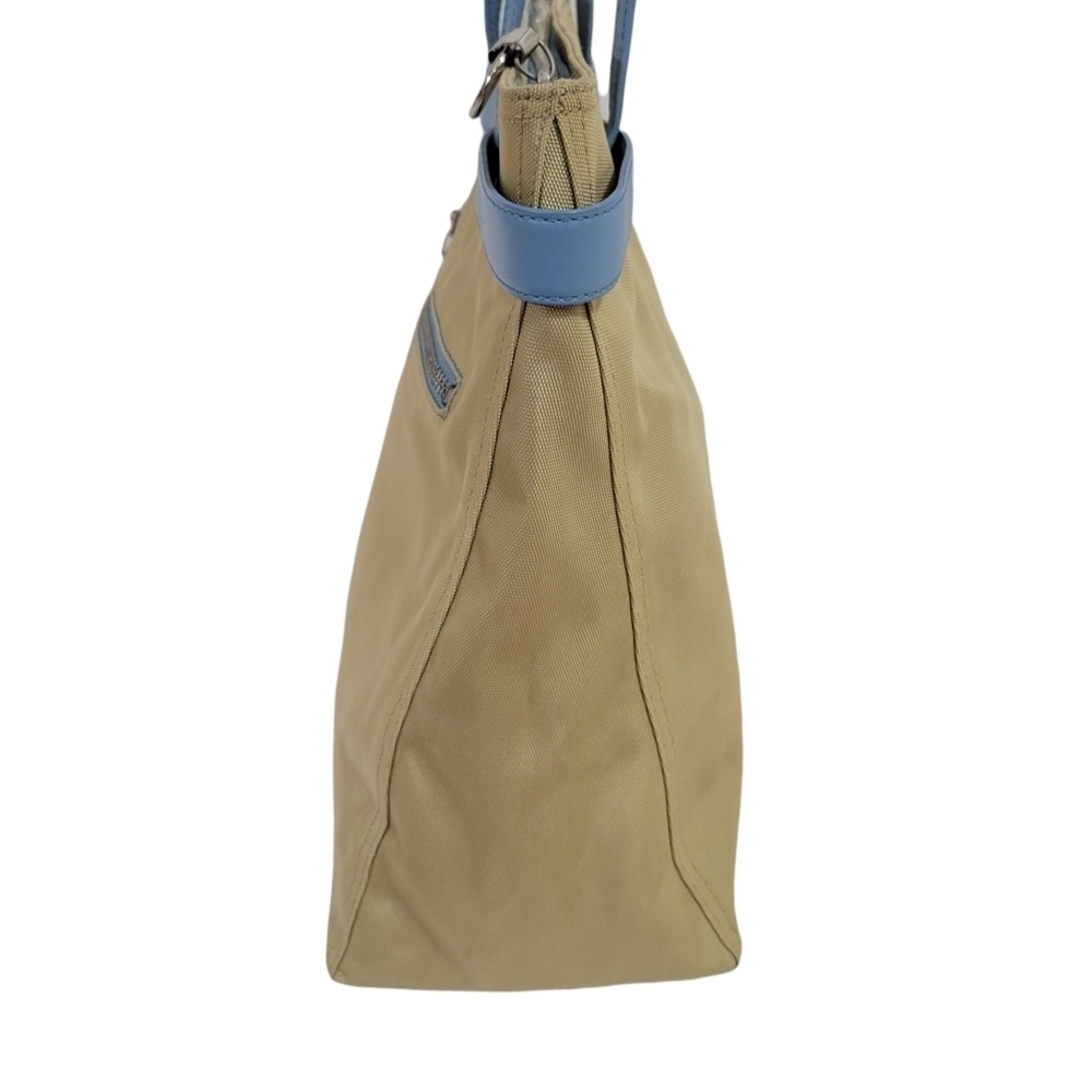 Cole Haan Tan & Blue Nylon Shoulder Tote Bag - Picture 9 of 13
